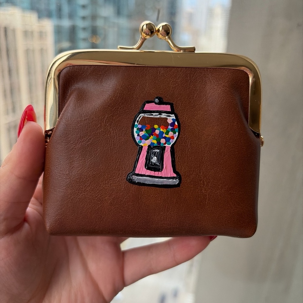 Gumball machine hand painted coin purse